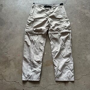 REI Convertible Cargo Pants Mens M x 32 Tan Sahara Hiking Zip Off UPF 50+ Nylon